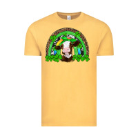 Vintage Mustard st patricks cow rainbow Vintage Tee - Artiststas