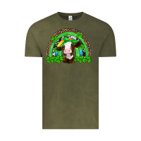 Vintage Olive st patricks cow rainbow Vintage Tee - Artiststas