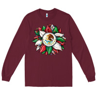 Burgundy Christmas sunflower Mexican flag Long Sleeve Tee - JahusDesignShop