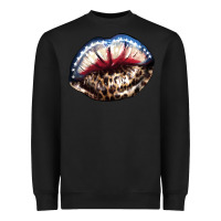 Black American lips leopard Heavyweight Sweatshirt - NancyCooperArtShop