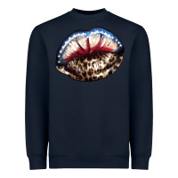 Navy American lips leopard Heavyweight Sweatshirt - NancyCooperArtShop
