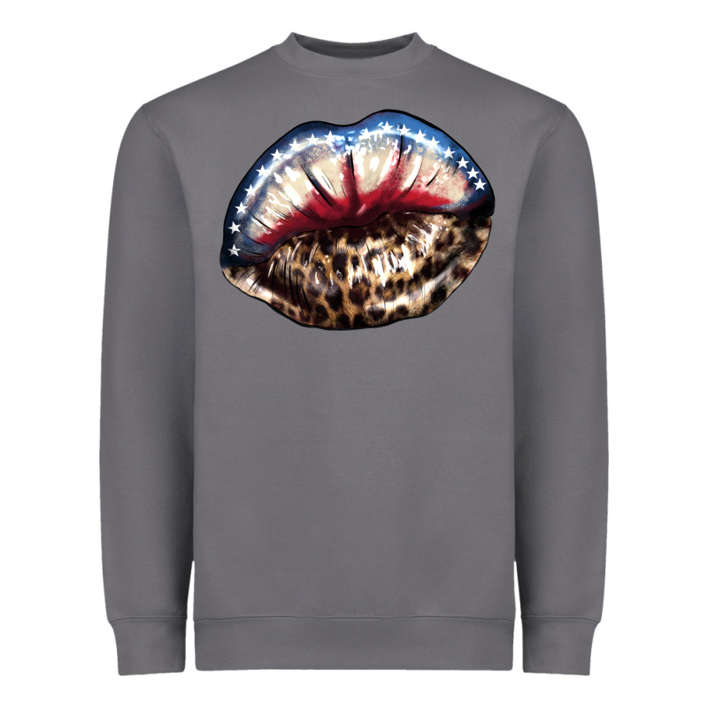 American Lips Leopard Heavyweight Sweatshirt by NancyCooperArtShop | Teevron