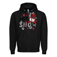 Black let it snow sowman snowflake Zipper Hoodie - MaliasSmallBusiness