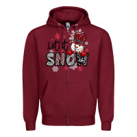 Burgundy let it snow sowman snowflake Zipper Hoodie - MaliasSmallBusiness