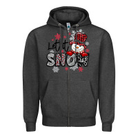 Charcoal Heather let it snow sowman snowflake Zipper Hoodie - MaliasSmallBusiness