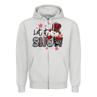 Dove Grey let it snow sowman snowflake Zipper Hoodie - MaliasSmallBusiness