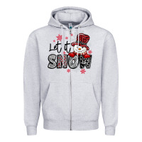 Heather Grey let it snow sowman snowflake Zipper Hoodie - MaliasSmallBusiness