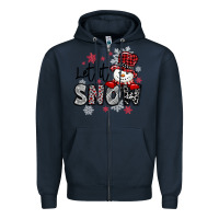 Navy let it snow sowman snowflake Zipper Hoodie - MaliasSmallBusiness
