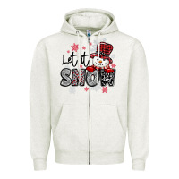 Oatmeal Heather let it snow sowman snowflake Zipper Hoodie - MaliasSmallBusiness