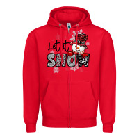 Red let it snow sowman snowflake Zipper Hoodie - MaliasSmallBusiness
