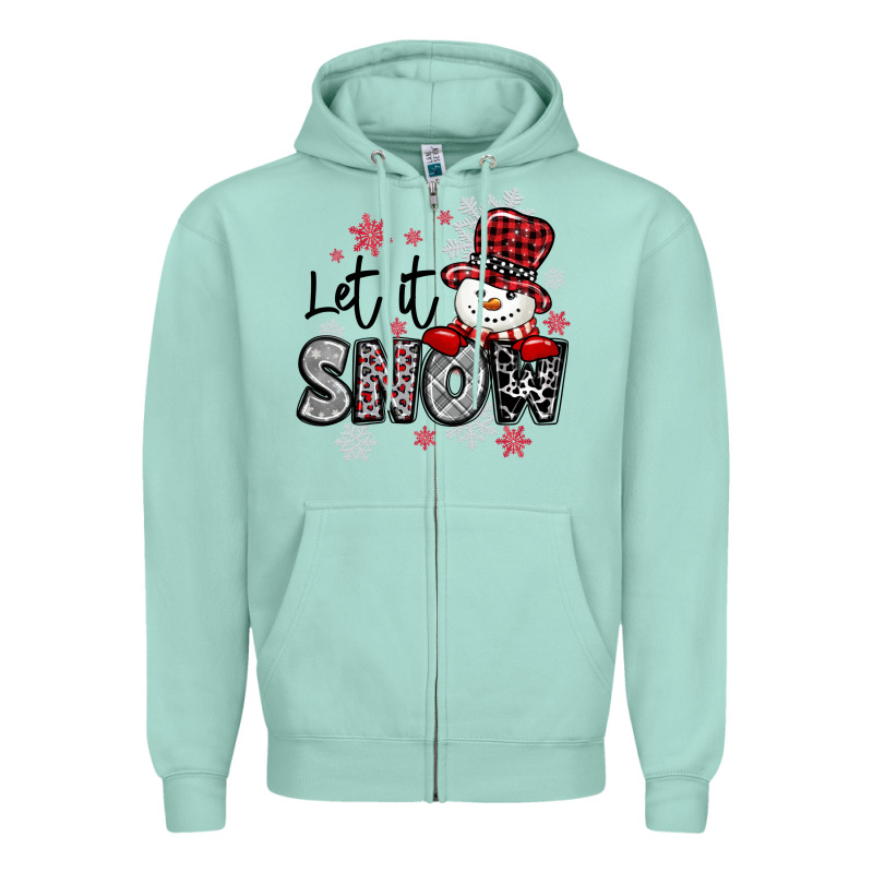 Let It Snow Sowman Snowflake Zipper Hoodie by MaliasSmallBusiness | Teevron