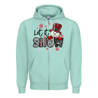 Seafoam let it snow sowman snowflake Zipper Hoodie - MaliasSmallBusiness