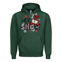 Sports Green let it snow sowman snowflake Zipper Hoodie - MaliasSmallBusiness