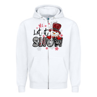 White let it snow sowman snowflake Zipper Hoodie - MaliasSmallBusiness
