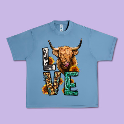Love Long Haired Cow Urban Heavy Tee Designed By Jasminsmagicworld