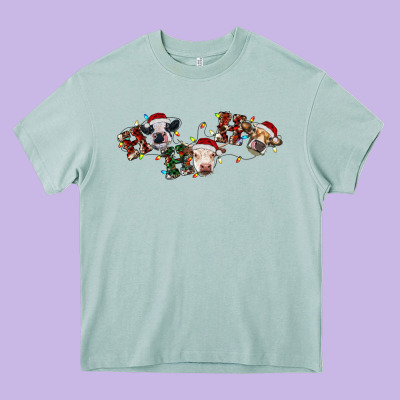 Hohoho Christmas Cows Heavy Core Tee Designed By Ranaportraitstore