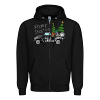 Black merry christmas truck Zipper Hoodie - MaliasSmallBusiness