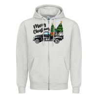 Dove Grey merry christmas truck Zipper Hoodie - MaliasSmallBusiness