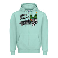 Seafoam merry christmas truck Zipper Hoodie - MaliasSmallBusiness