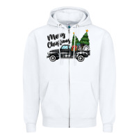 White merry christmas truck Zipper Hoodie - MaliasSmallBusiness