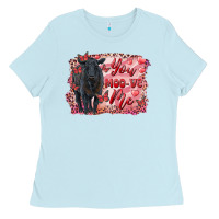Baby Blue you moo ve  me black angus Ladies Tee - RanaPortraitStore