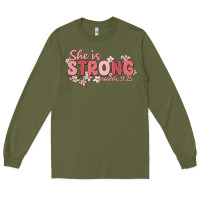 Army Green she is strong proverbs 31 25 Long Sleeve Tee - MaliasSmallBusiness