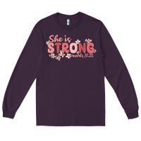 Plum she is strong proverbs 31 25 Long Sleeve Tee - MaliasSmallBusiness