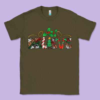 Believe Santa Claus Christmas Classic Tee Designed By Jasminsmagicworld