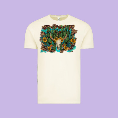 Leopard Bull Skull Cactus Sunflowers Vintage Tee Designed By Adodesignshop