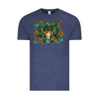 Vintage Denim leopard bull skull cactus sunflowers Vintage Tee - AdoDesignShop
