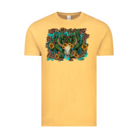 Vintage Mustard leopard bull skull cactus sunflowers Vintage Tee - AdoDesignShop