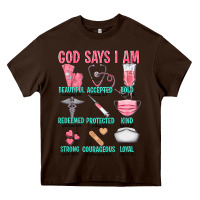 Chocolate Brown god says i am Heavy Core Tee - texasbilliewilder