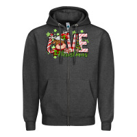 Charcoal Heather love christmas deer Zipper Hoodie - MaliasSmallBusiness