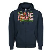 Navy love christmas deer Zipper Hoodie - MaliasSmallBusiness
