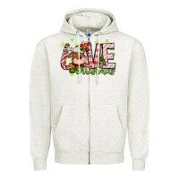 Oatmeal Heather love christmas deer Zipper Hoodie - MaliasSmallBusiness