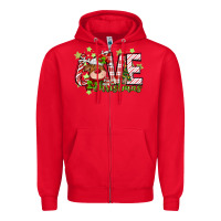 Red love christmas deer Zipper Hoodie - MaliasSmallBusiness