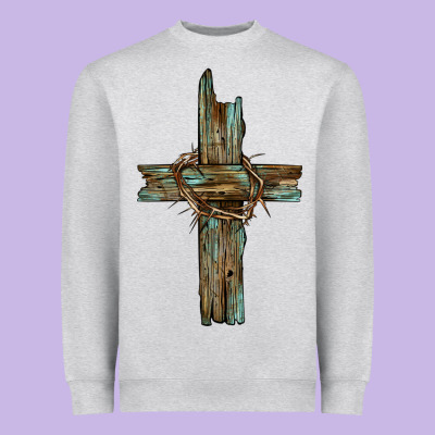Cross With Thorn Heavyweight Sweatshirt Designed By Barkaloodesign
