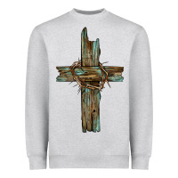 Heather Grey cross with thorn Heavyweight Sweatshirt - BarkalooDesign
