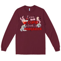 Burgundy even cupid need a margarita Long Sleeve Tee - MaliasSmallBusiness