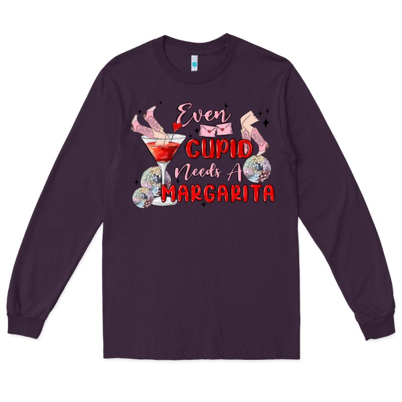 Even Cupid Need A Margarita Long Sleeve Tee by MaliasSmallBusiness | Teevron