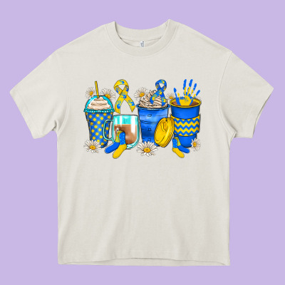 Down Syndrome Coffee Cups Heavy Core Tee Designed By Zillion Design Studio
