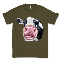 Army Green Cute Holstein Face Classic Tee - LillyAllenDesigns