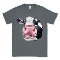 Charcoal Heather Cute Holstein Face Classic Tee - LillyAllenDesigns