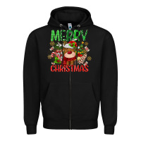 Black merry christmas deer Zipper Hoodie - MaliasSmallBusiness