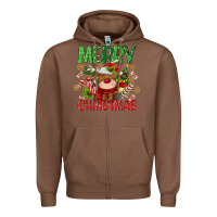 Chestnut merry christmas deer Zipper Hoodie - MaliasSmallBusiness
