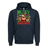Navy merry christmas deer Zipper Hoodie - MaliasSmallBusiness