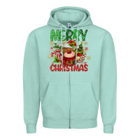 Seafoam merry christmas deer Zipper Hoodie - MaliasSmallBusiness