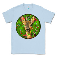 Dusty Blue red brocket deer christmas Classic Tee - LillyAllenDesigns