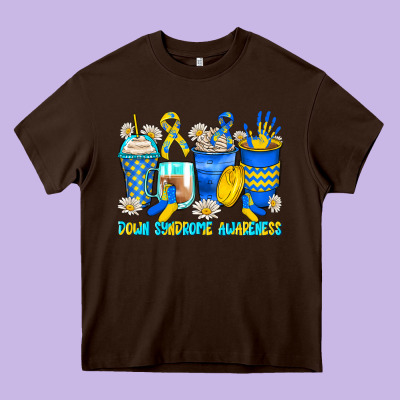 Down Syndrome Coffee Cups Heavy Core Tee Designed By Zillion Design Studio