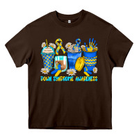 Chocolate Brown down syndrome coffee cups Heavy Core Tee - Zillion Design Studio